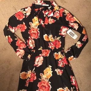 Black floral chiffon maxi dress